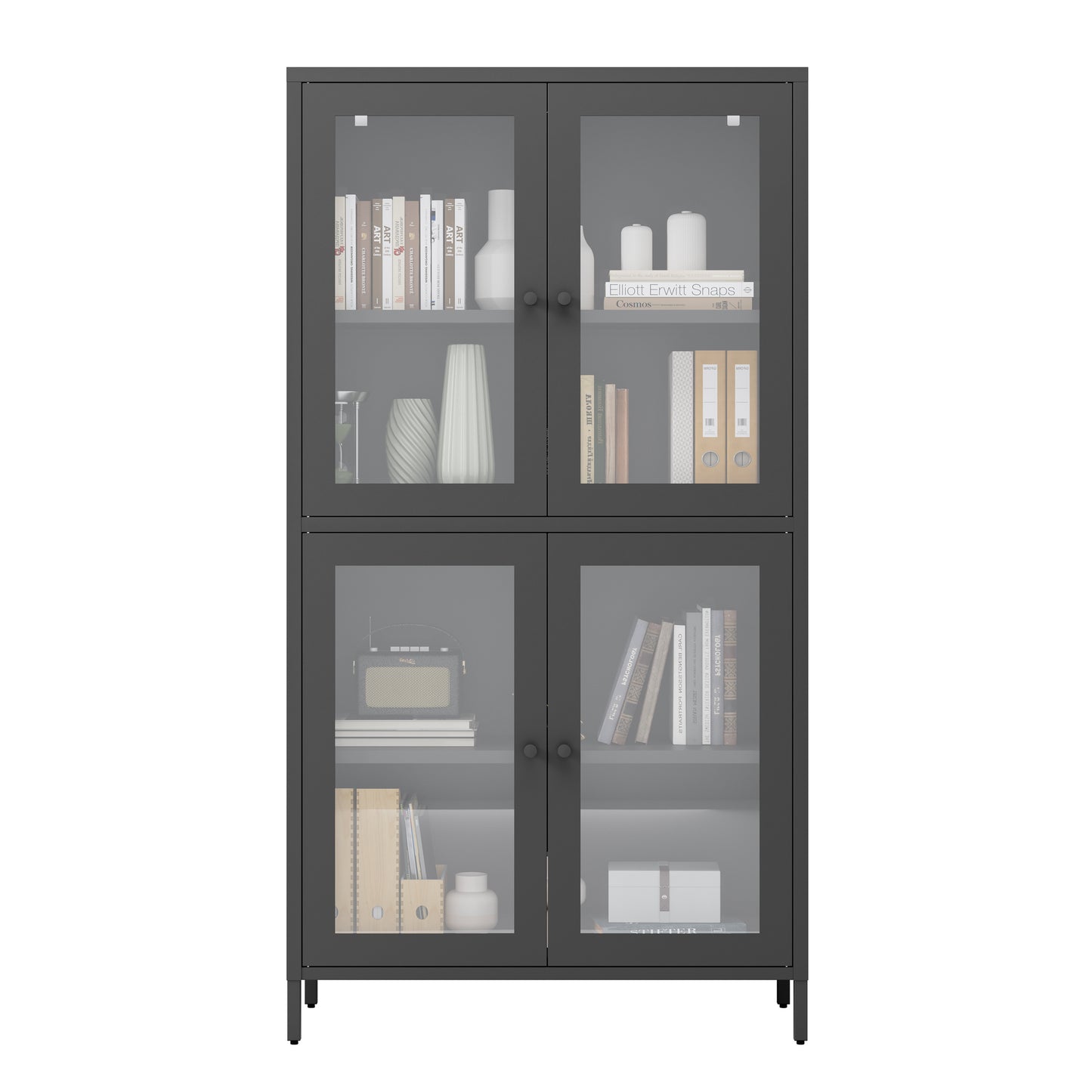Elmcrest Modern Metal Glass Cabinet