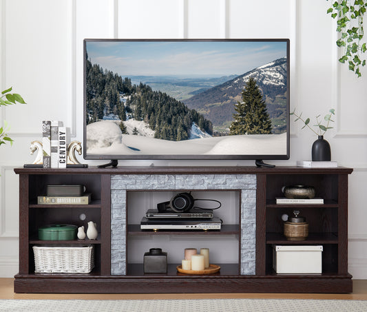 Emery Modern Large Faux Stacked Stone TV Stand with Storage