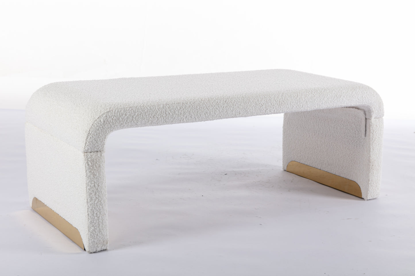 Mission Modern Boucle Fabric Ottoman Bench
