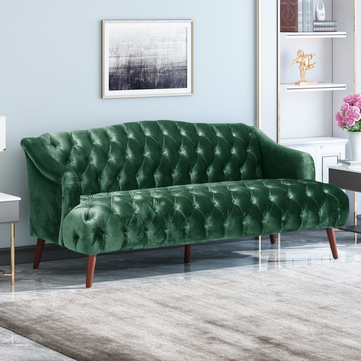 Mission Traditional Velvet Classic Sofa