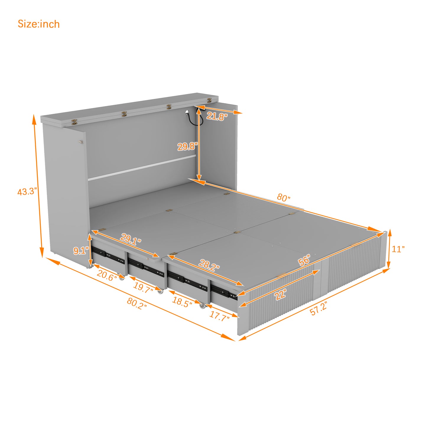 Marcel Modern Bed Drawer Combo