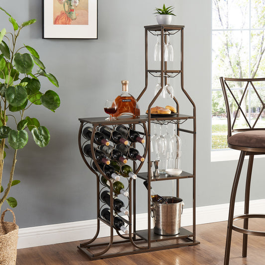 Somerset Industrial Freestanding Hanging Wine Rack