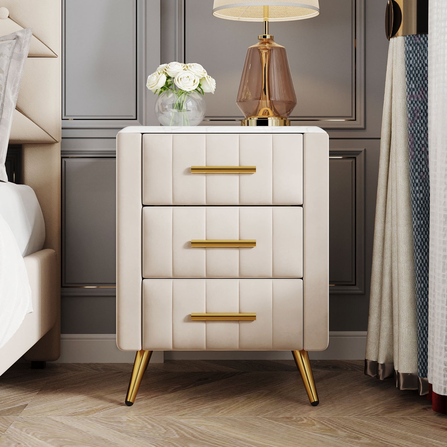 Kingsly Contemporary Elegant Wooden Drawer Nightstand