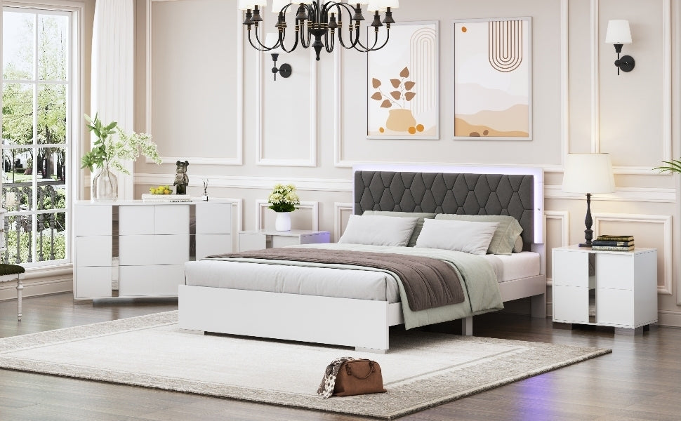 Sonoma Contemporary LED Upholstered Bedroom Set