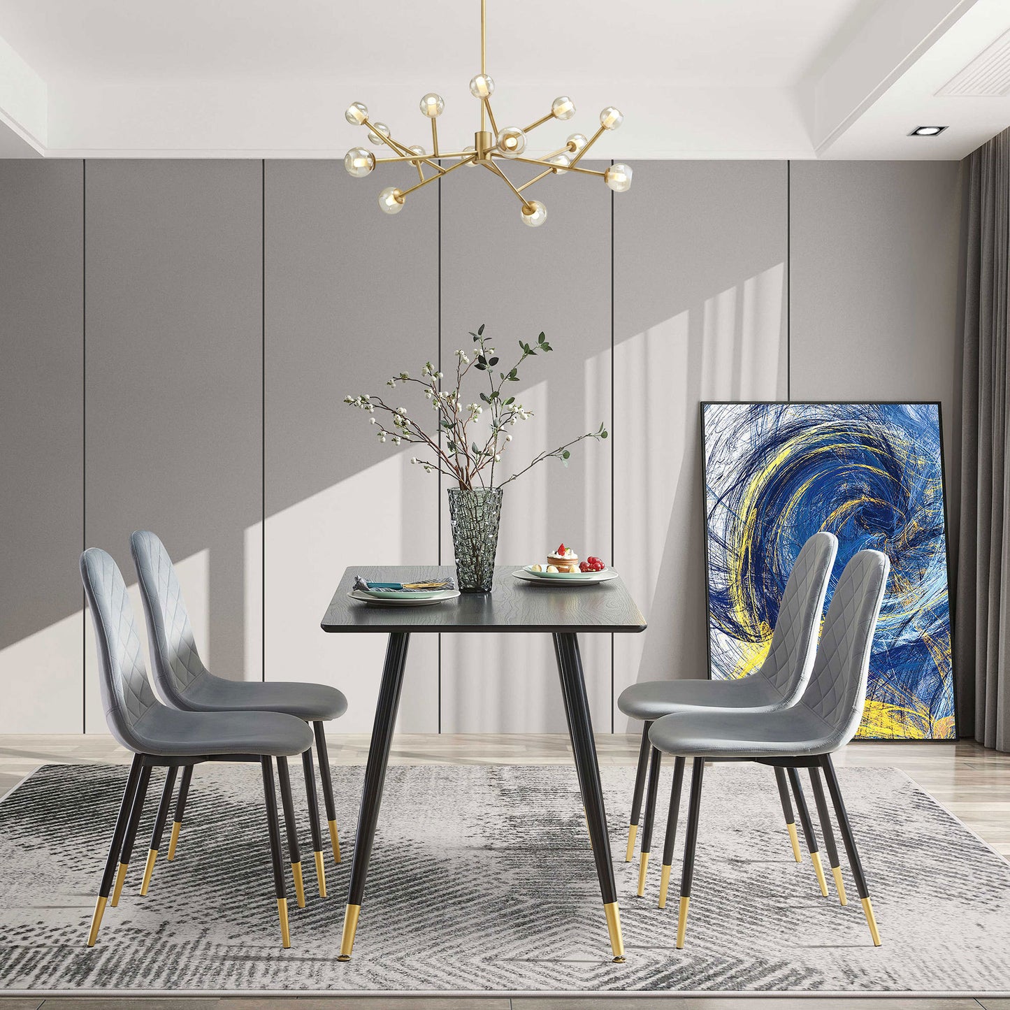 Kingsly Modern Velvet Dining Table