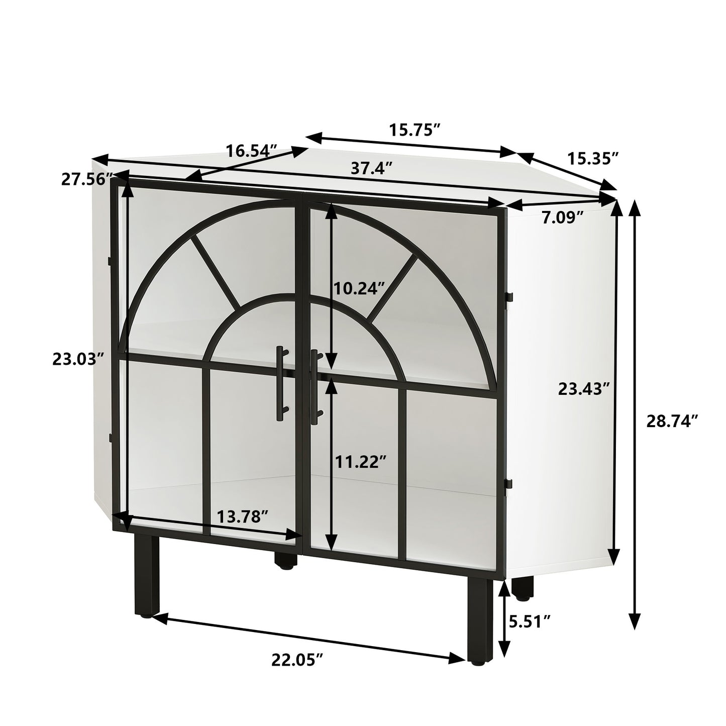 Mission Contemporary Glass Hexagonal Corner Cabinet