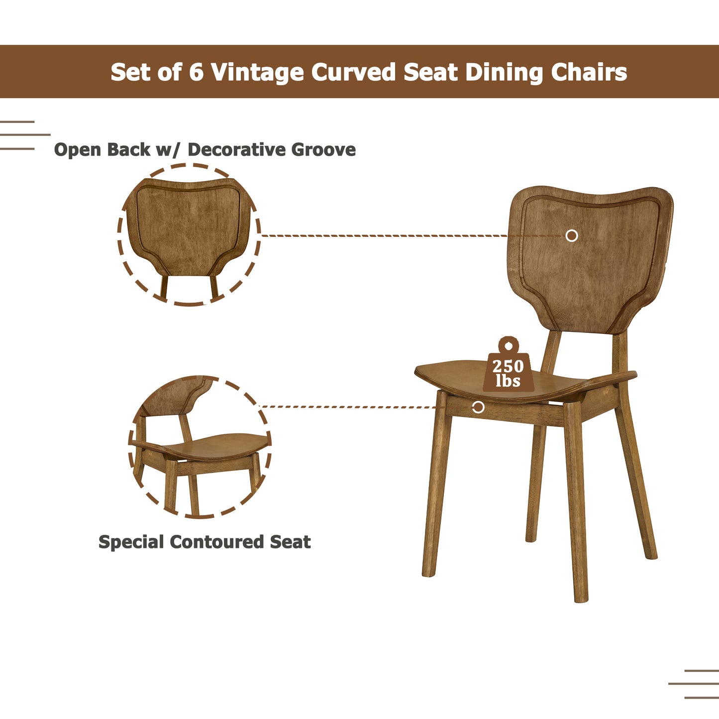 Ghivi Mid-Century 7-Piece Curved Back Dining Set