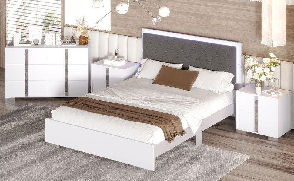 Sonoma Contemporary LED Upholstered Bedroom Set