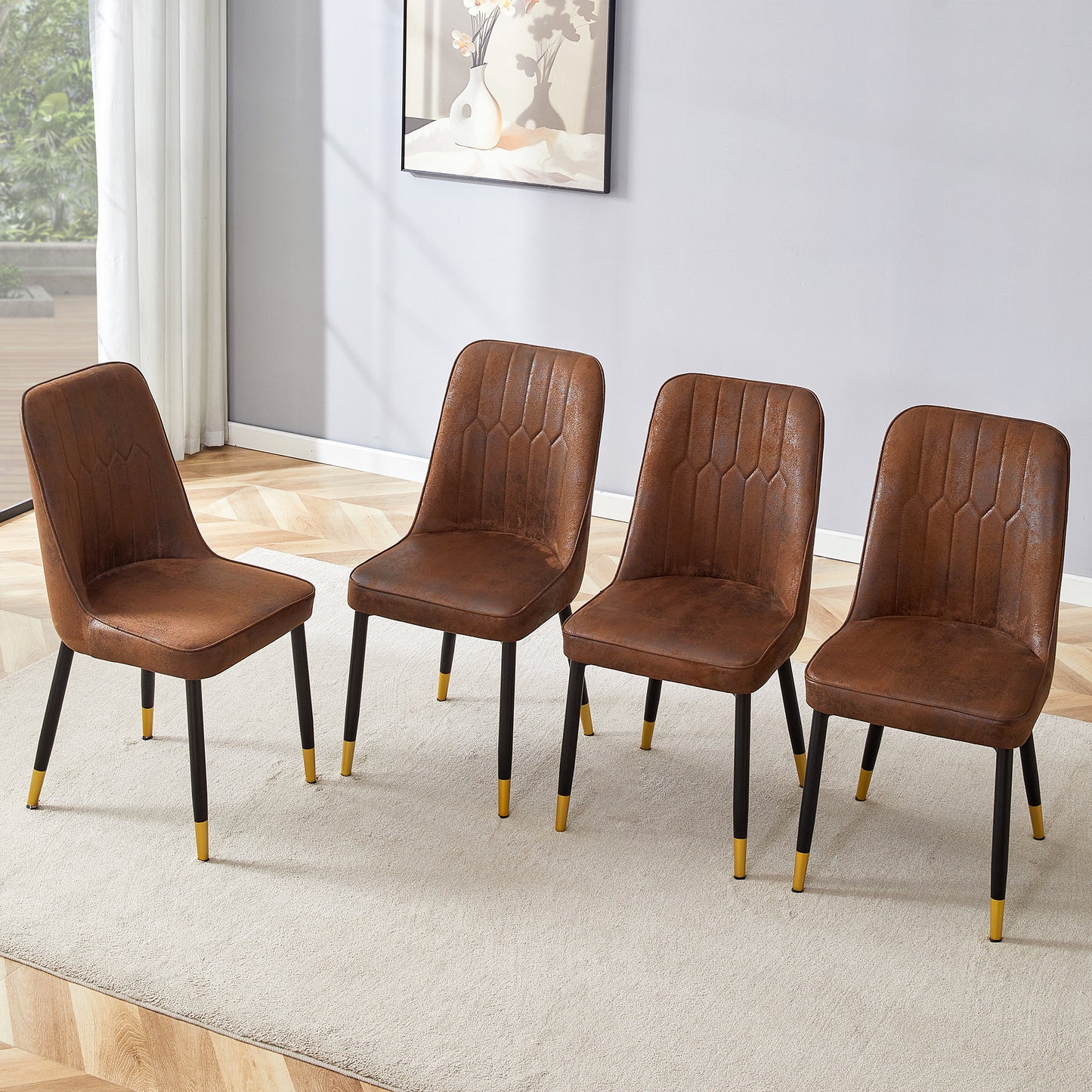 Justo Contemporary Velvet Metal legs Dining Chairs
