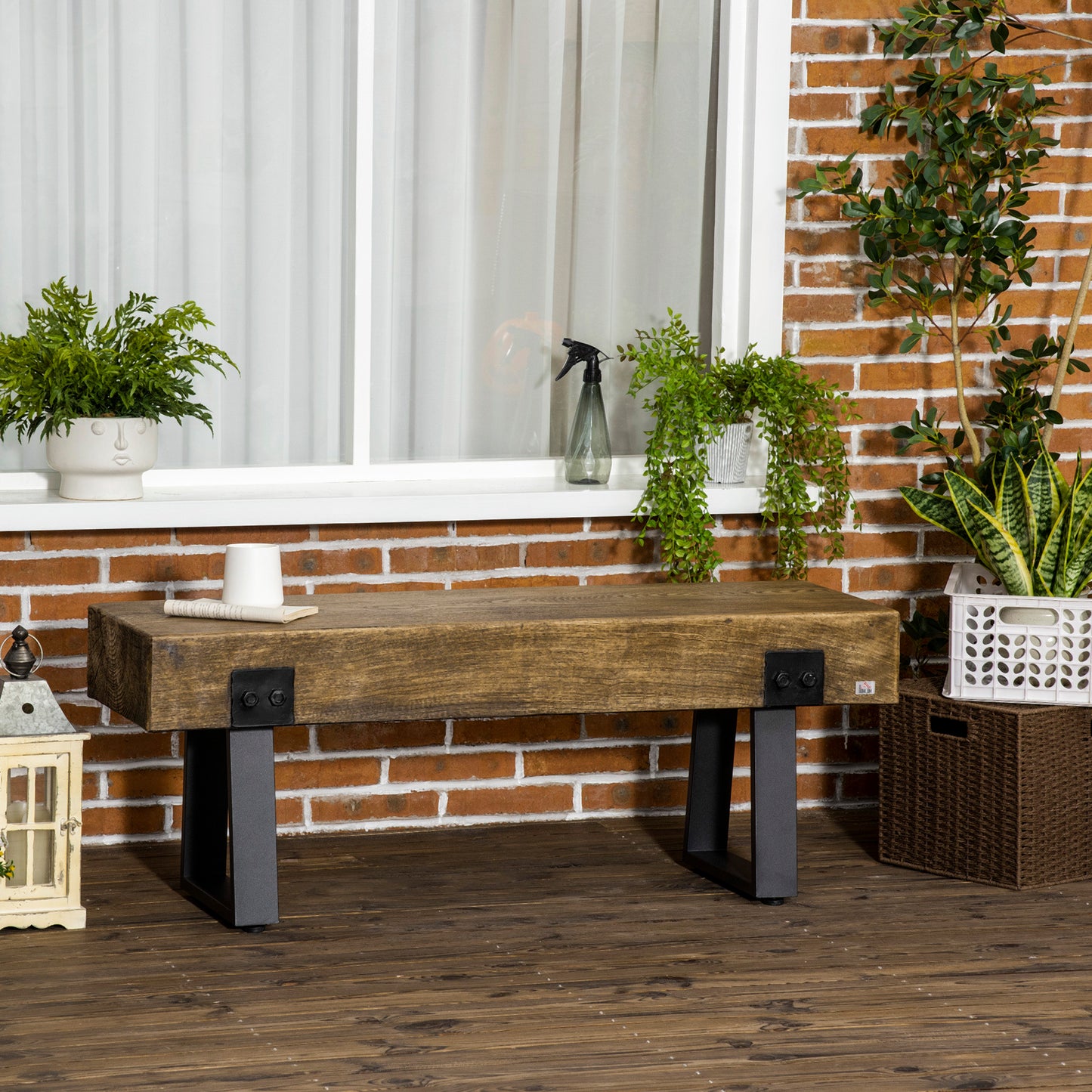 Ghivi Industrial Rustic Metal Garden Bench