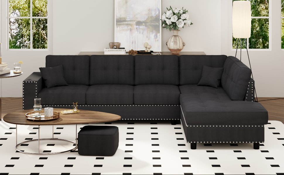 Calista Mid-Century L-Shaped Modular Sofa