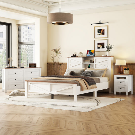 Marcel Craftsman Farmhouse Platform Bed Set with Storage