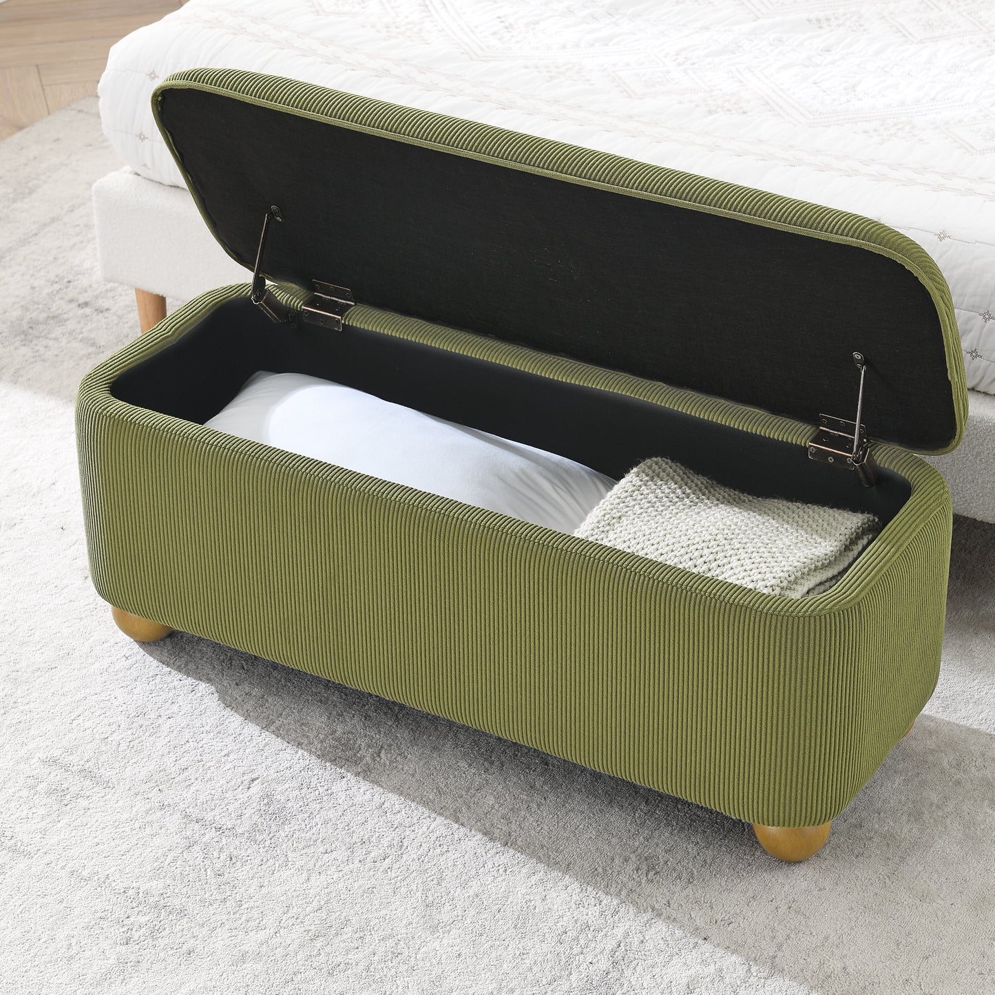 Silverleaf Modern Flannelette Fabric Ottoman Bench
