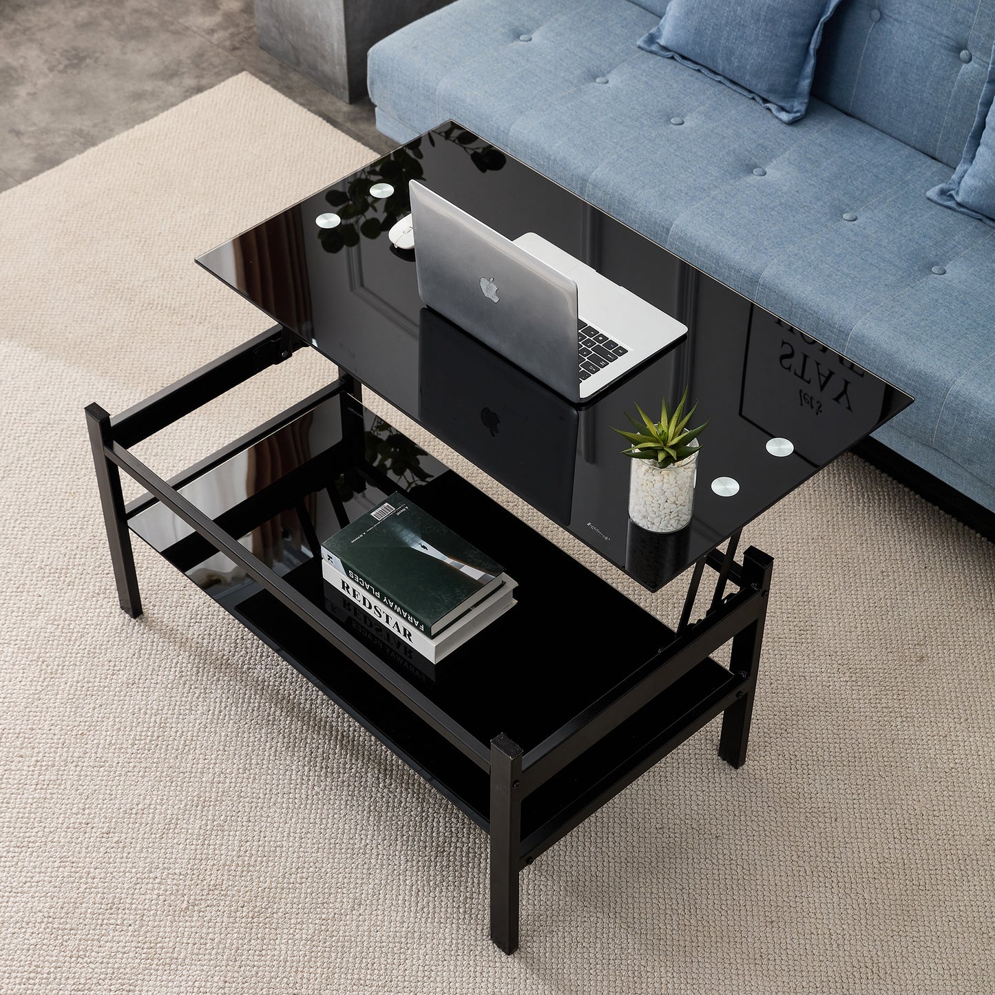 Centerville Modern Glass Lift Top Coffee Table