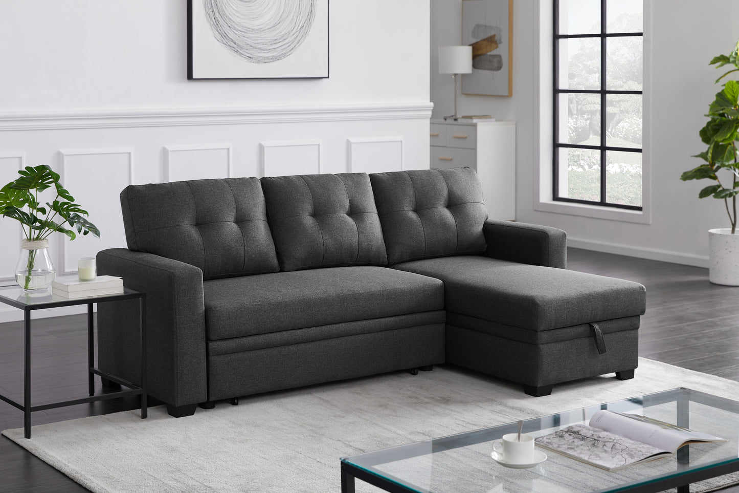 Calista Modern Linen Sleeper Sectional