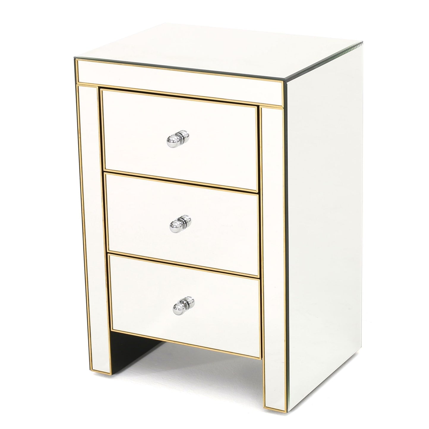 Fitch Contemporary Elegant Mirrored Nightstand Side Table