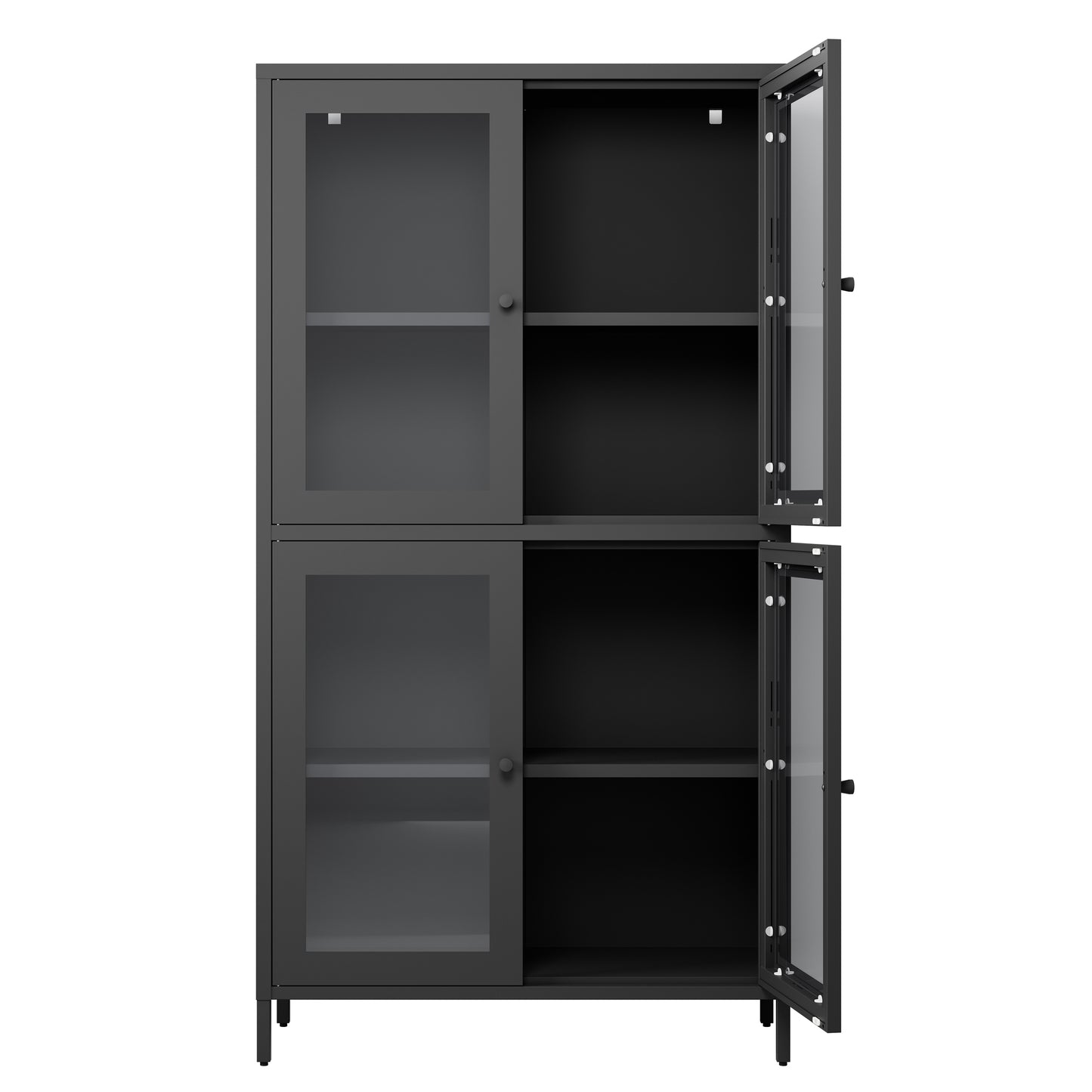 Elmcrest Modern Metal Glass Cabinet