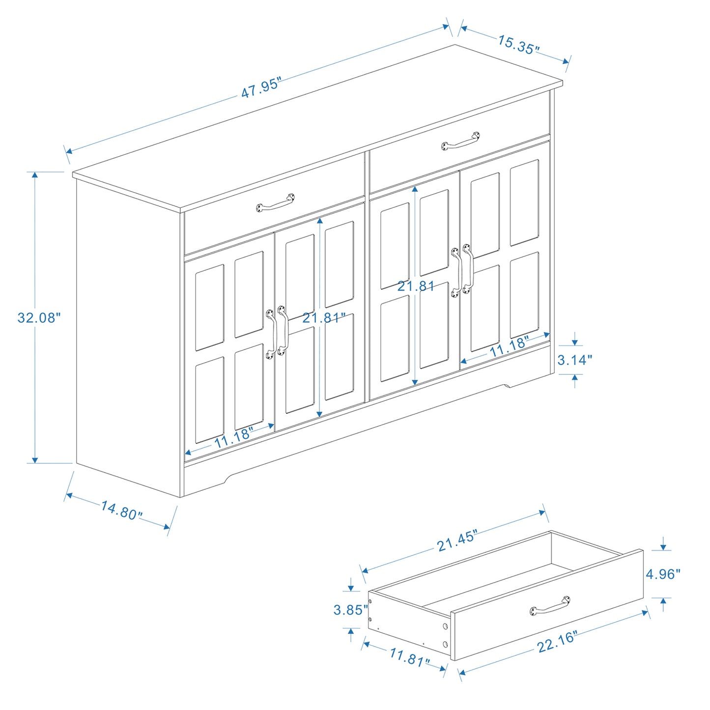 Kingsly Traditional Farmhouse Buffet Cabinet