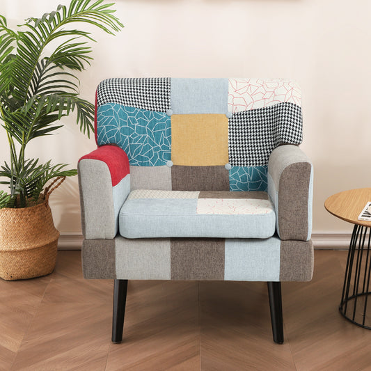 Somerset Mid-Century Patchwork Mid-Century Accent Chair