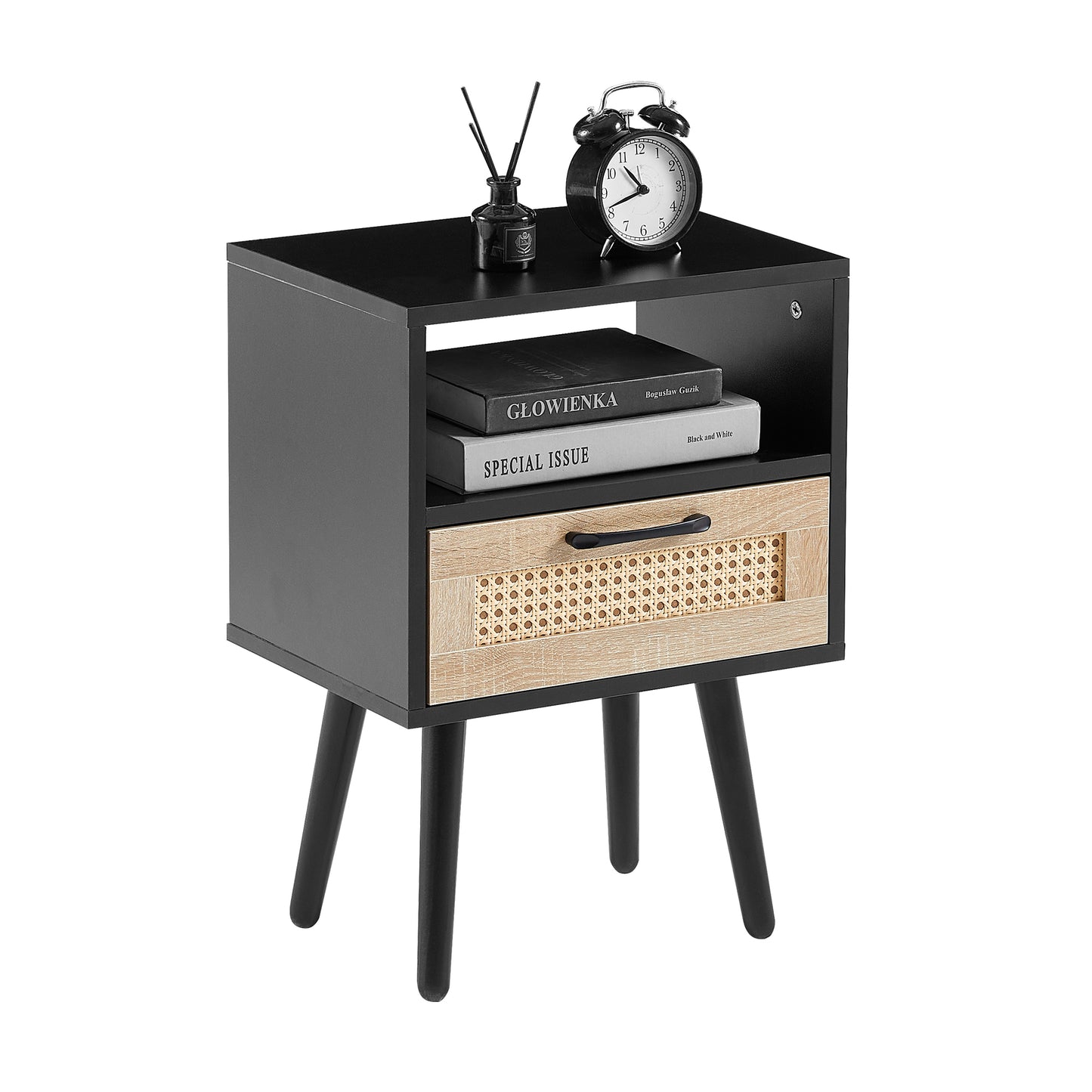 Ghivi Modern Rattan End Table Drawer