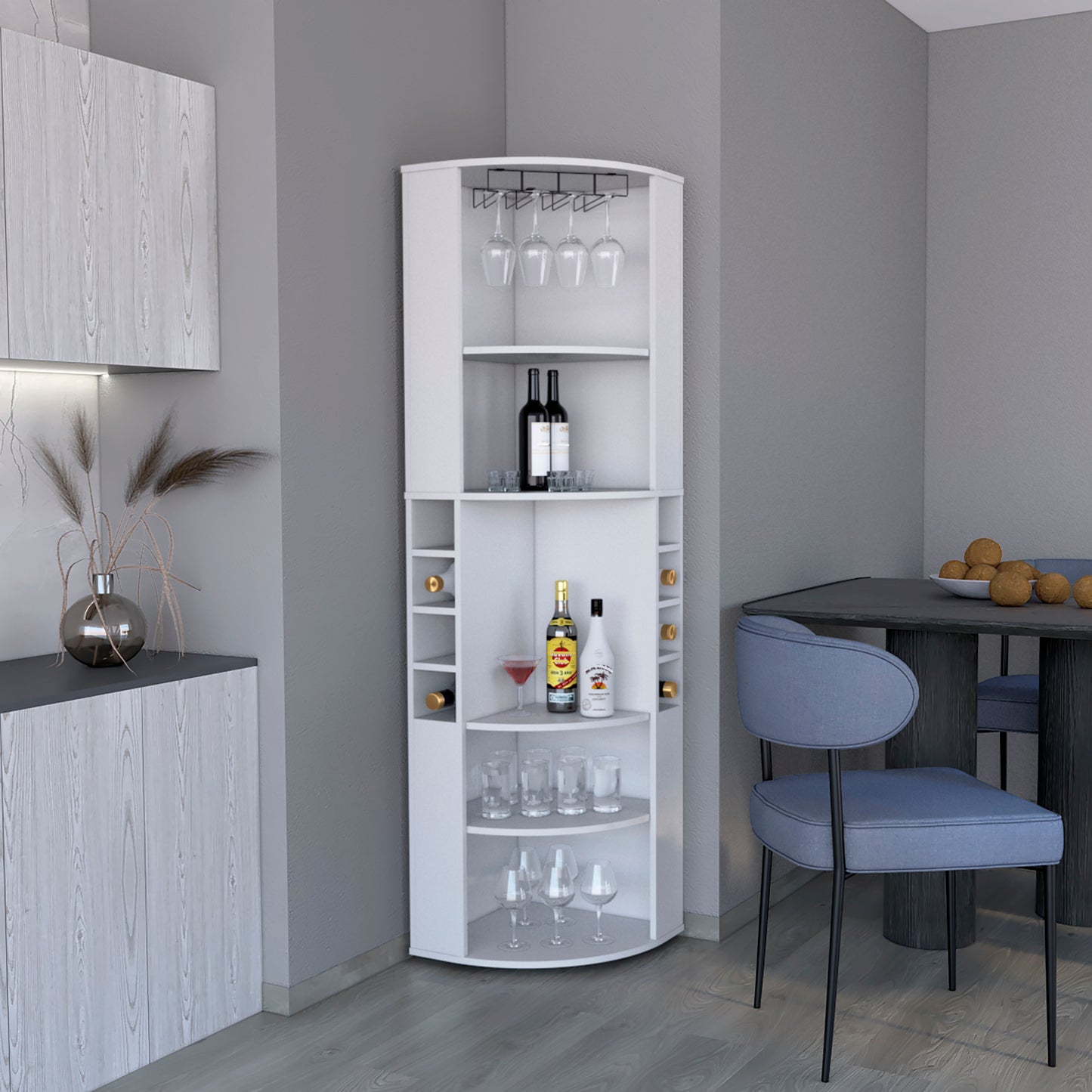 Cleo Contemporary Corner Bar Cabinet