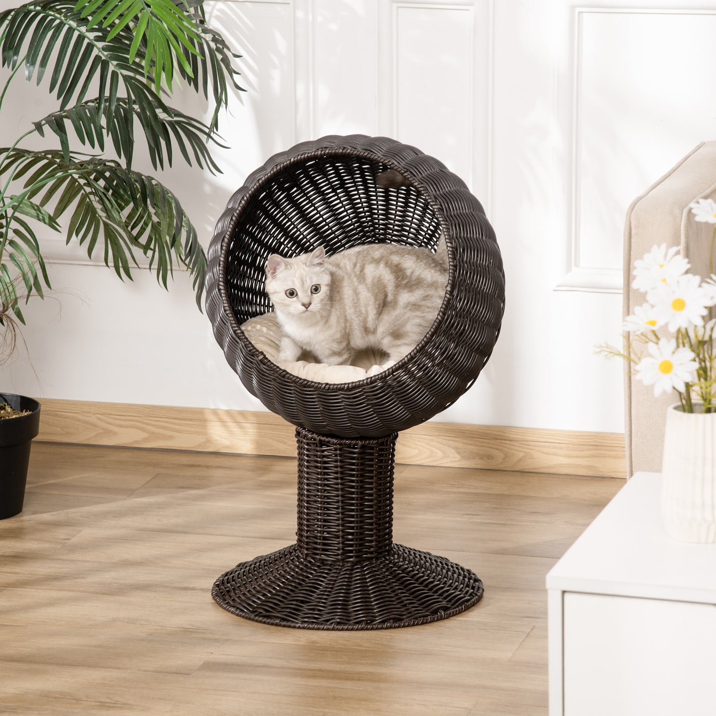 Luz Contemporary Elevated Rattan Cat House