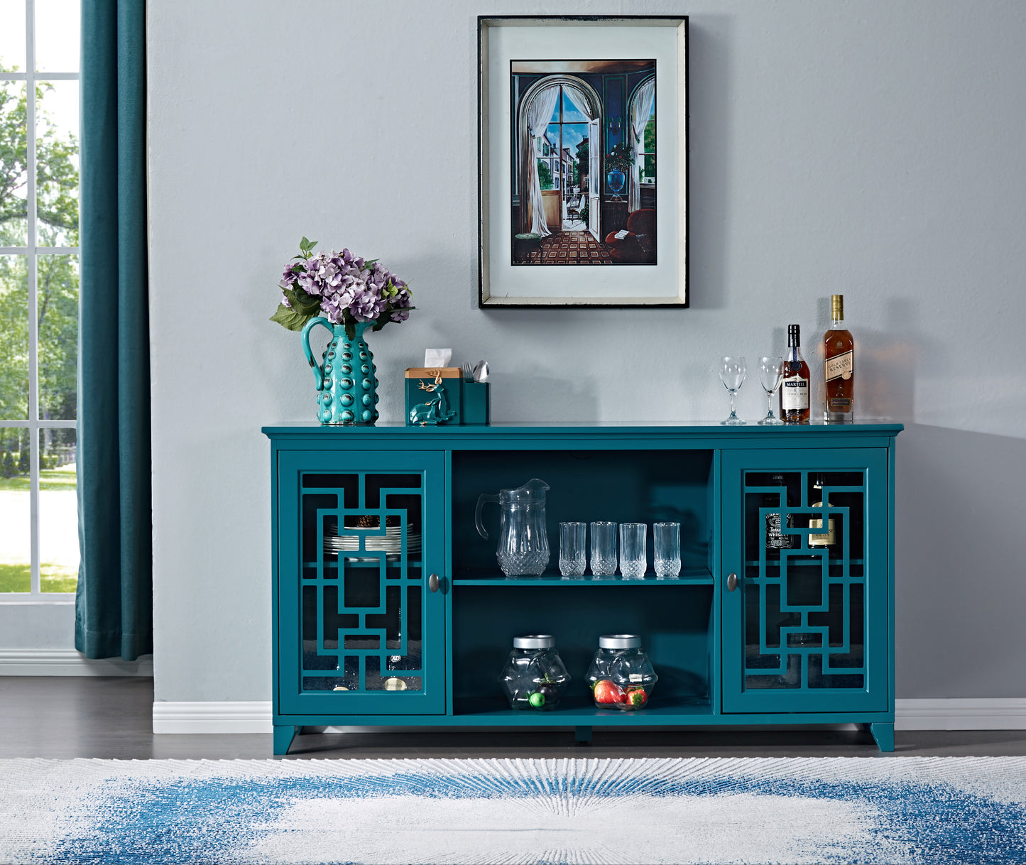 Elmcrest Traditional Velvet Sideboard Buffet Table