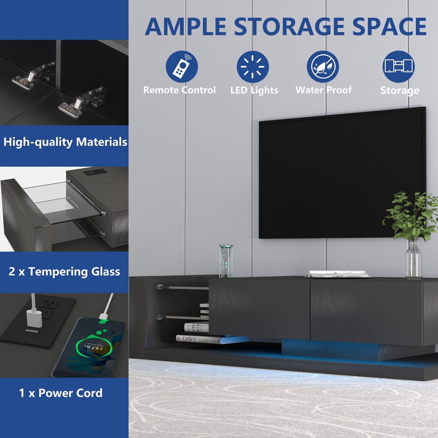Fremont Modern TV Console with RGB LED Lights