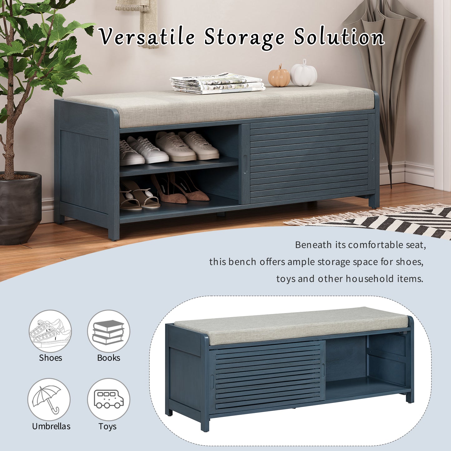Lula Modern Shutter Storage Bench