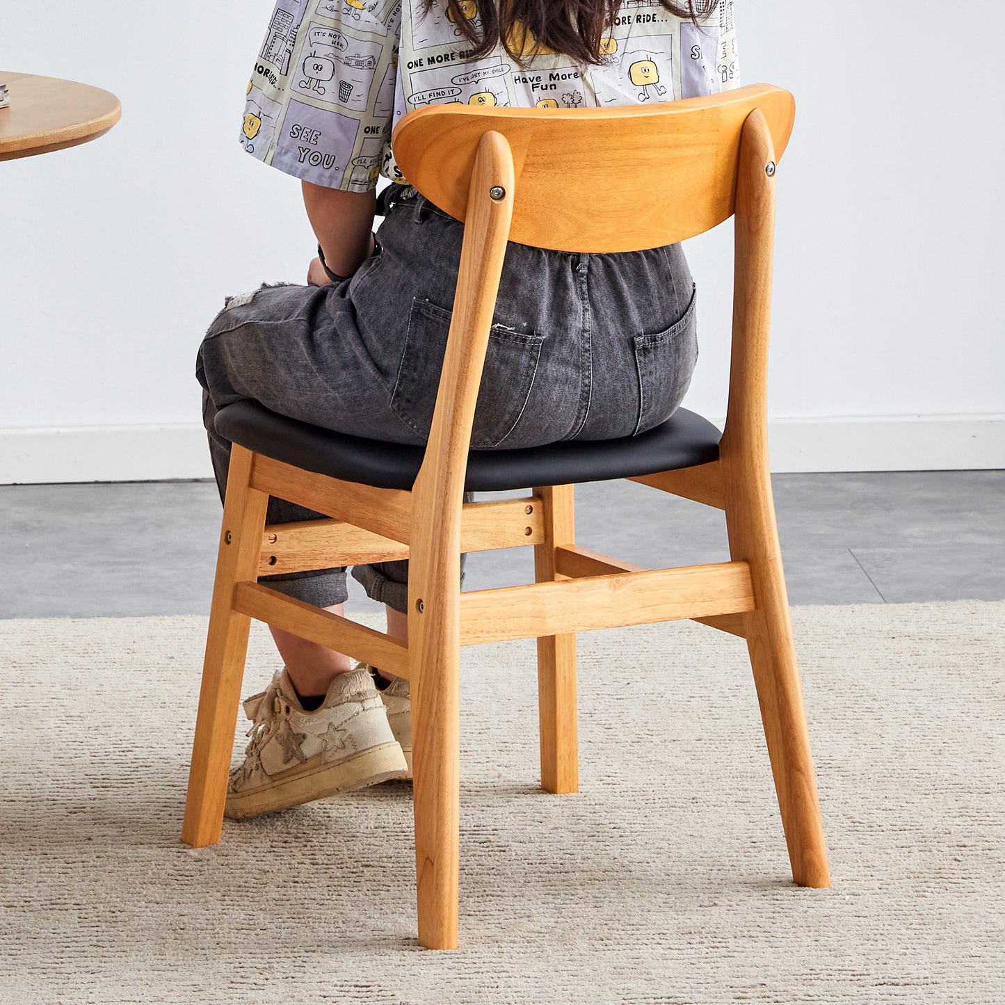 Eda Mid-Century Solid Wood Dining Chair