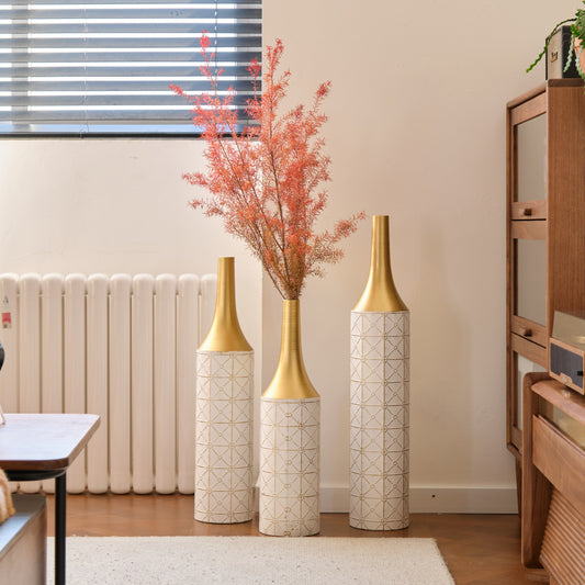 Irvington Modern Floor Metal Vases Set