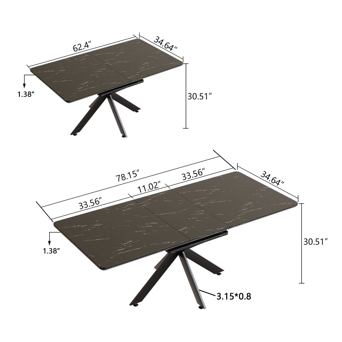 Lazzareschi Modern Extendable Dining Table