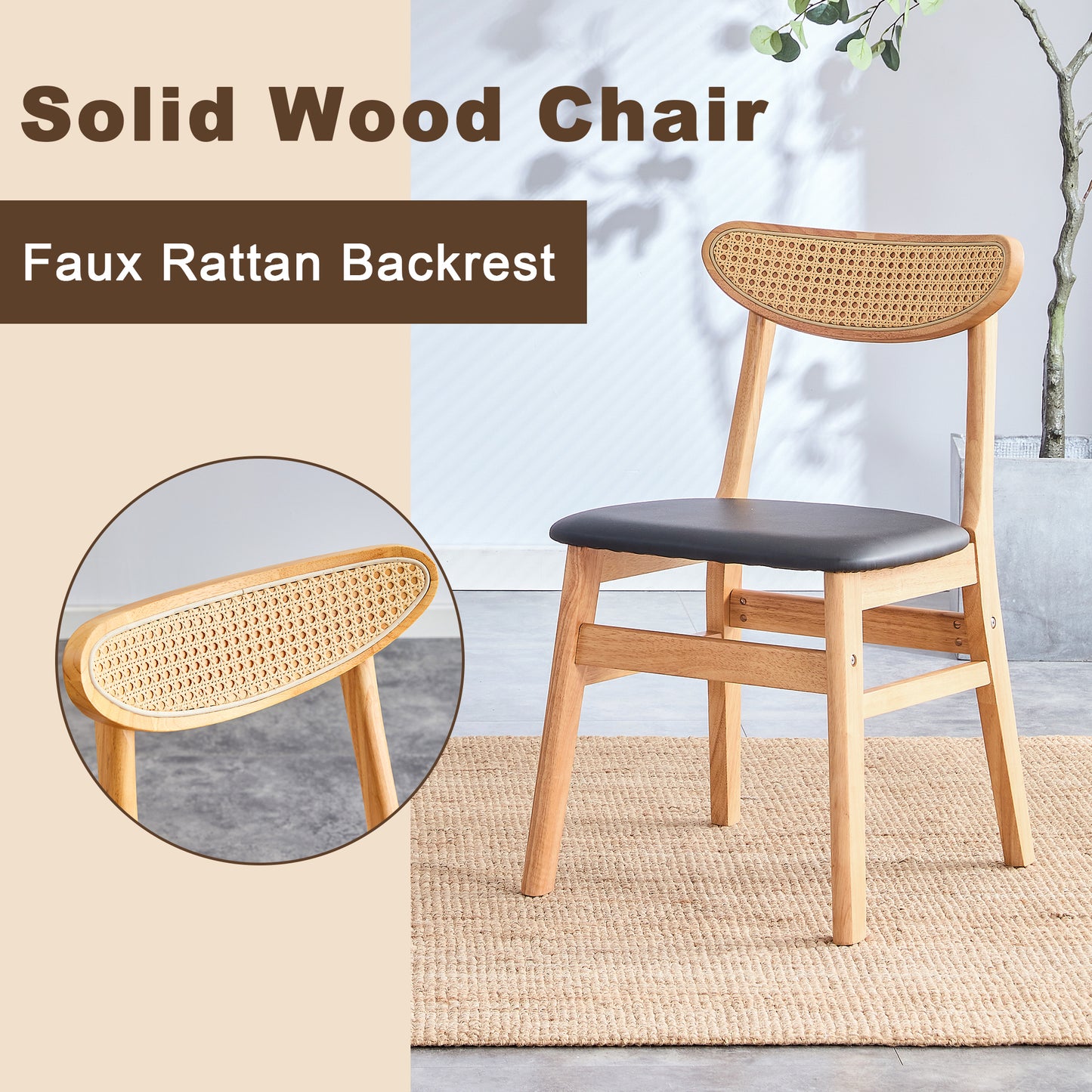 Eda Mid-Century Solid Wood Dining Chair