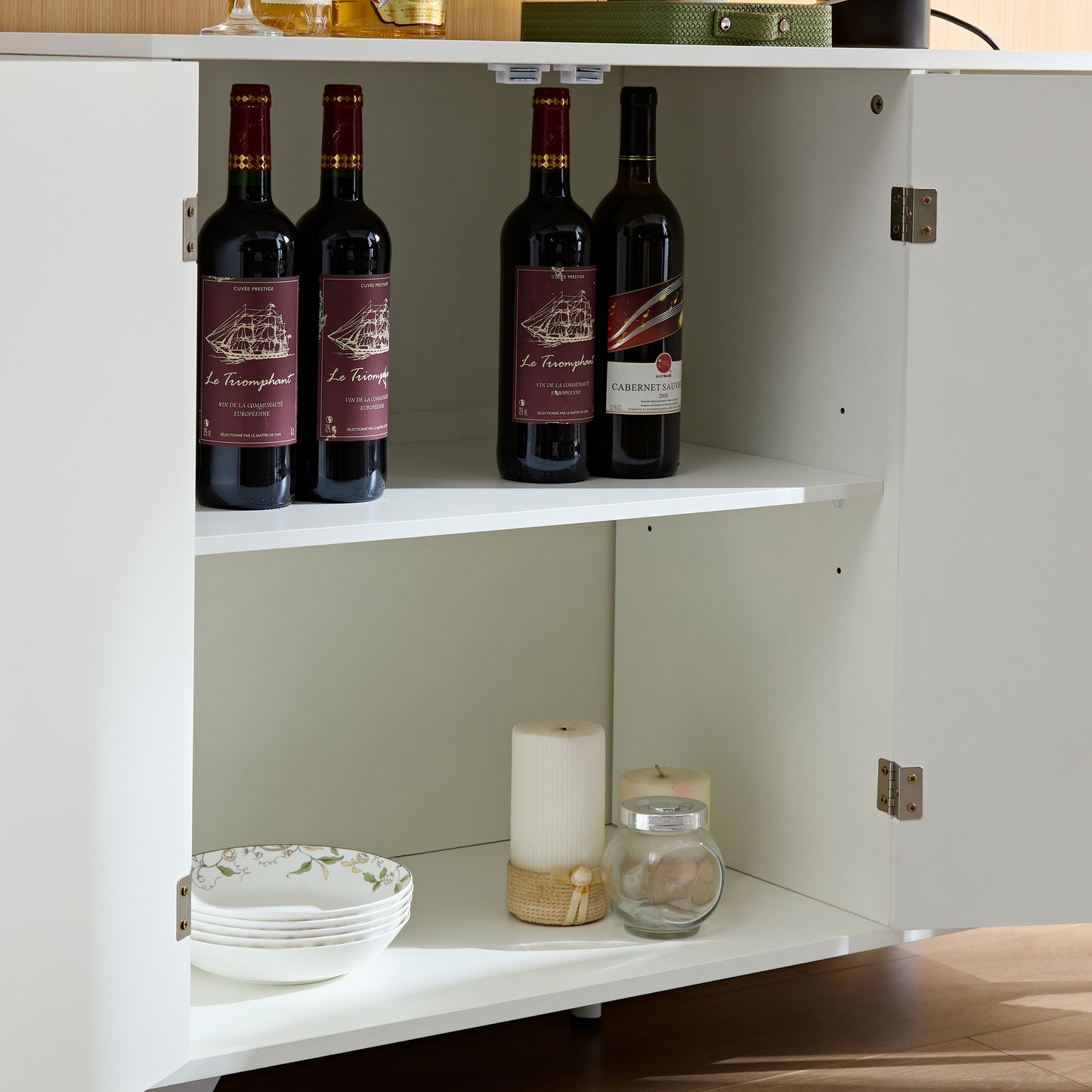 Marites Modern Wavy Texture Accent Cabinet