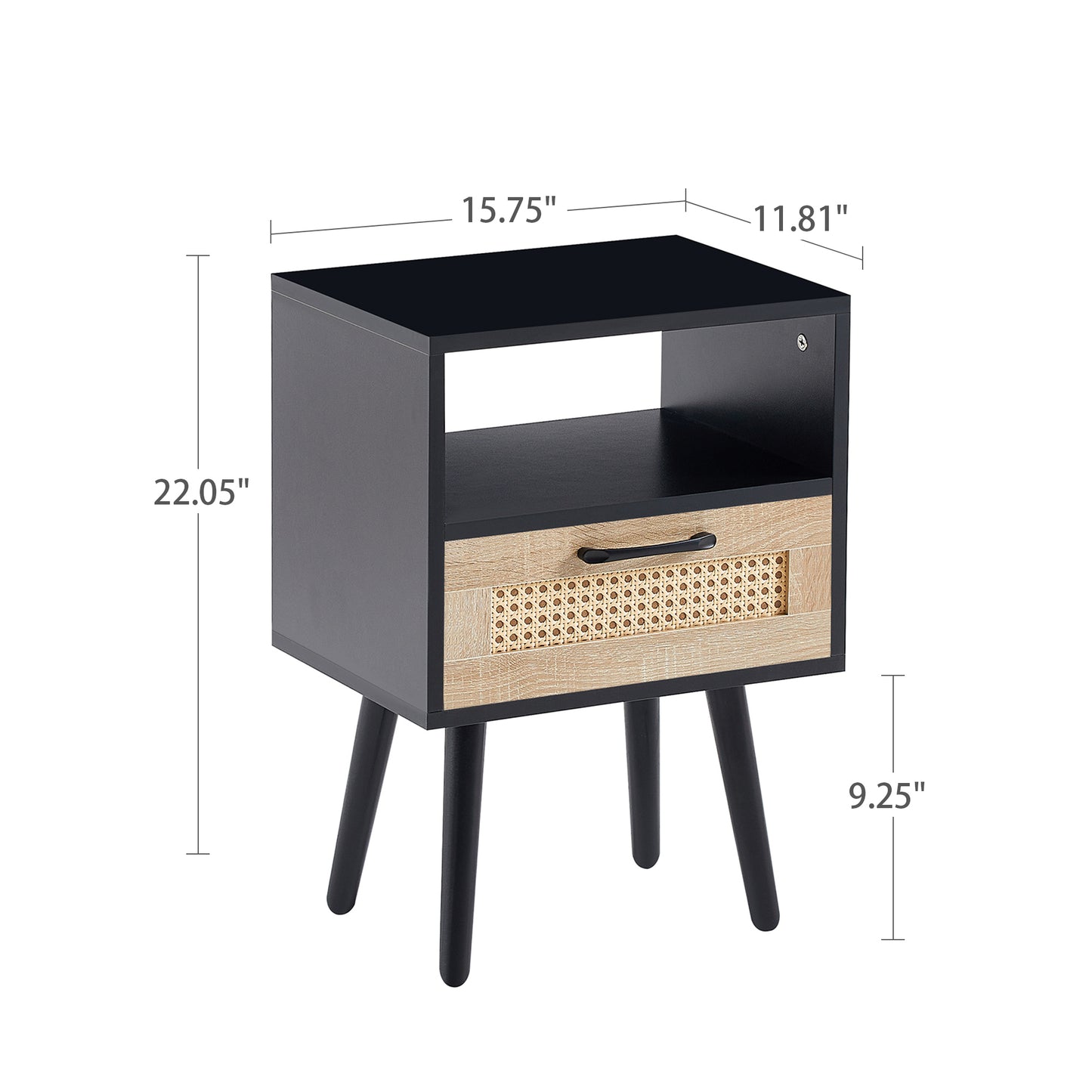 Ghivi Modern Rattan End Table Drawer