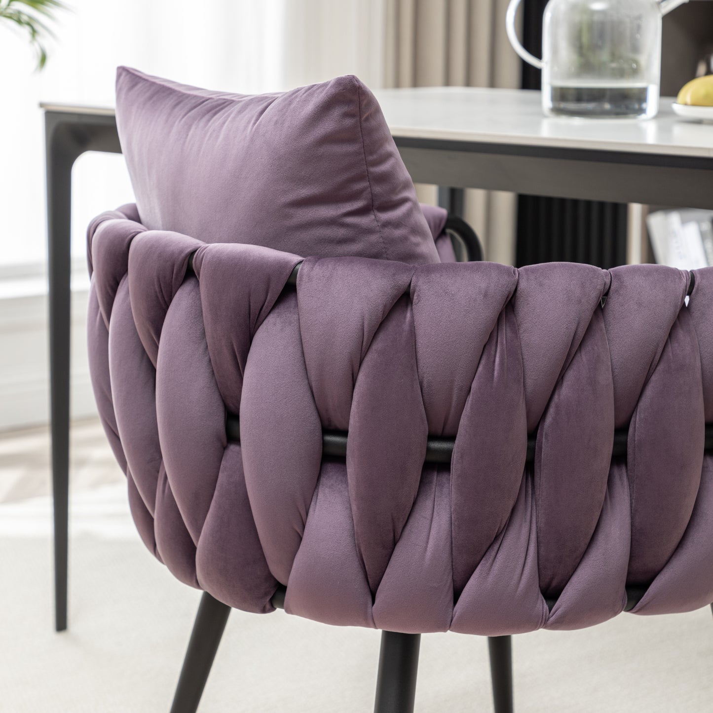Marites Modern Velvet Weaving Dining Chairs Set