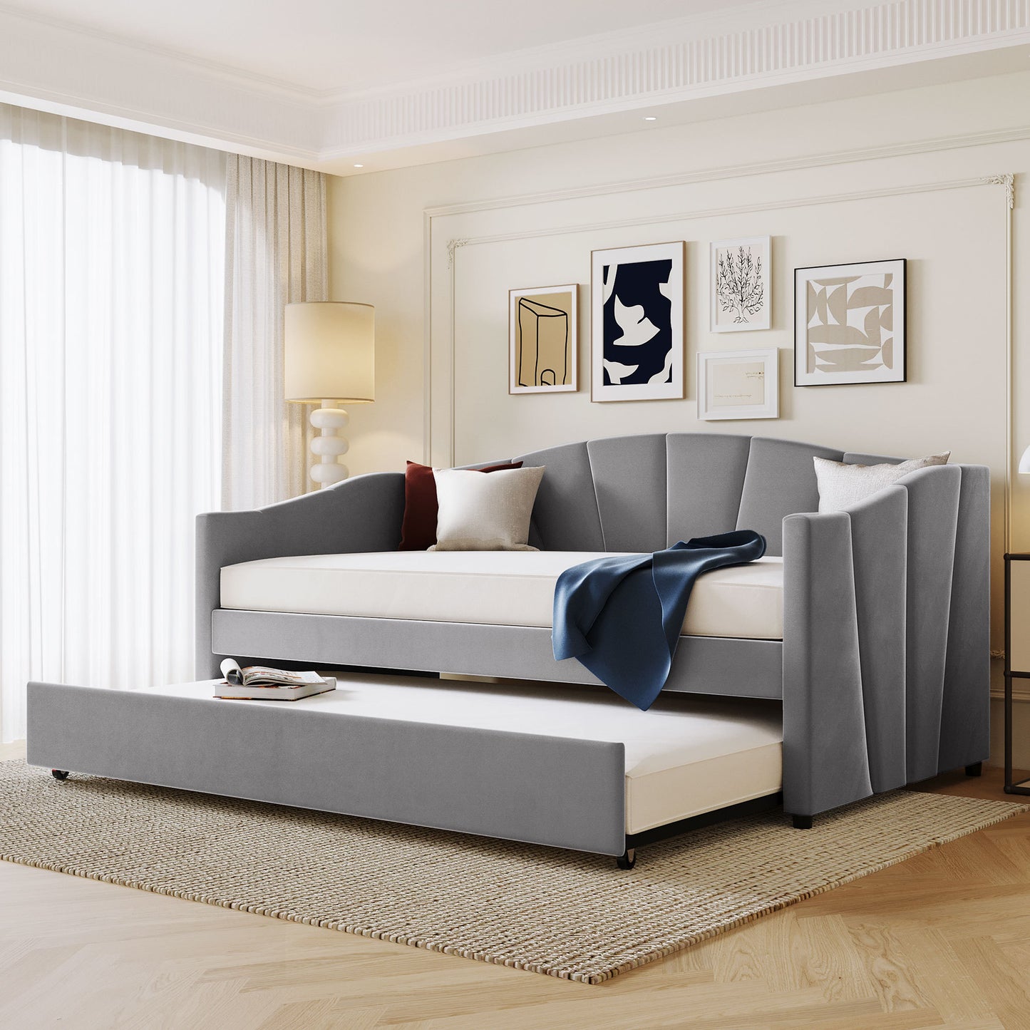 Somerset Contemporary Gray Trundle Daybed