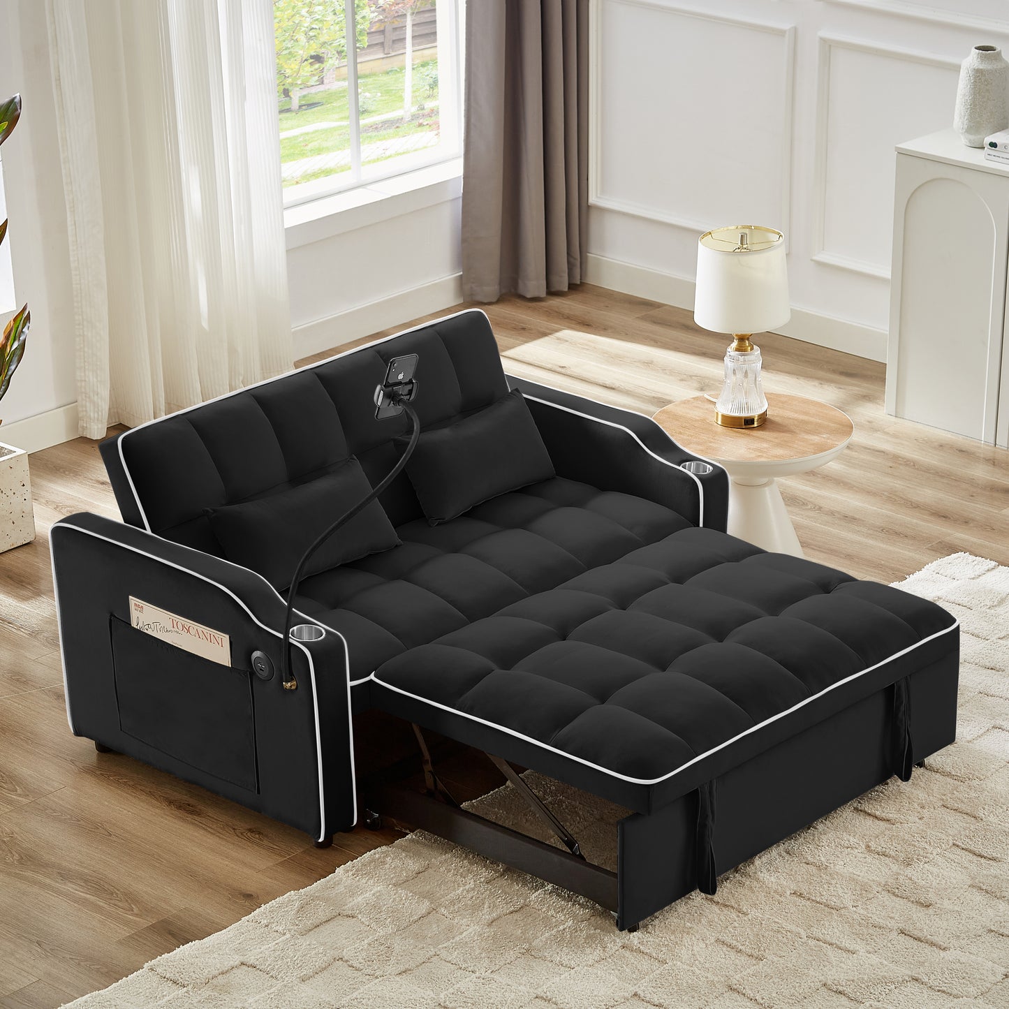 Fremont Modern  Velvet Foldable Sofa