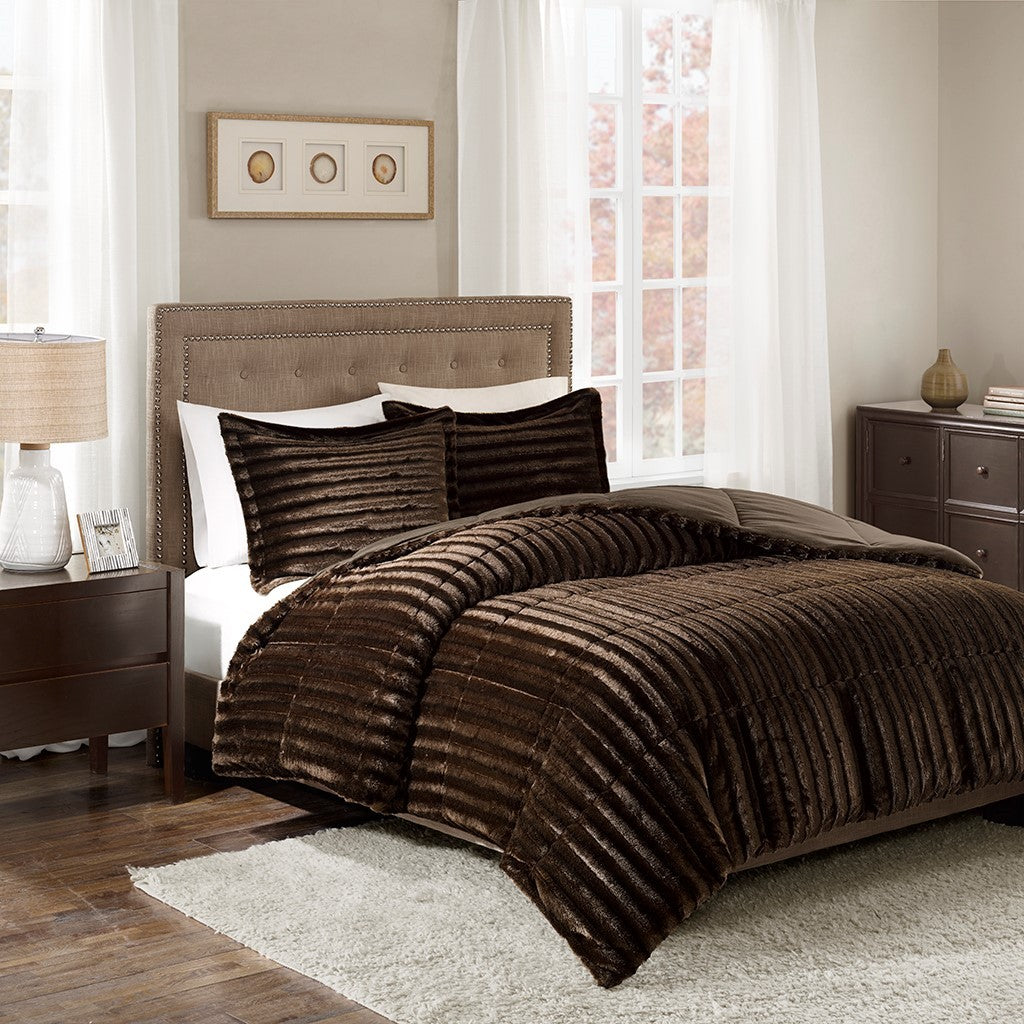 Centerville Contemporary Faux Fur Comforter