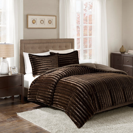 Centerville Contemporary Faux Fur Comforter