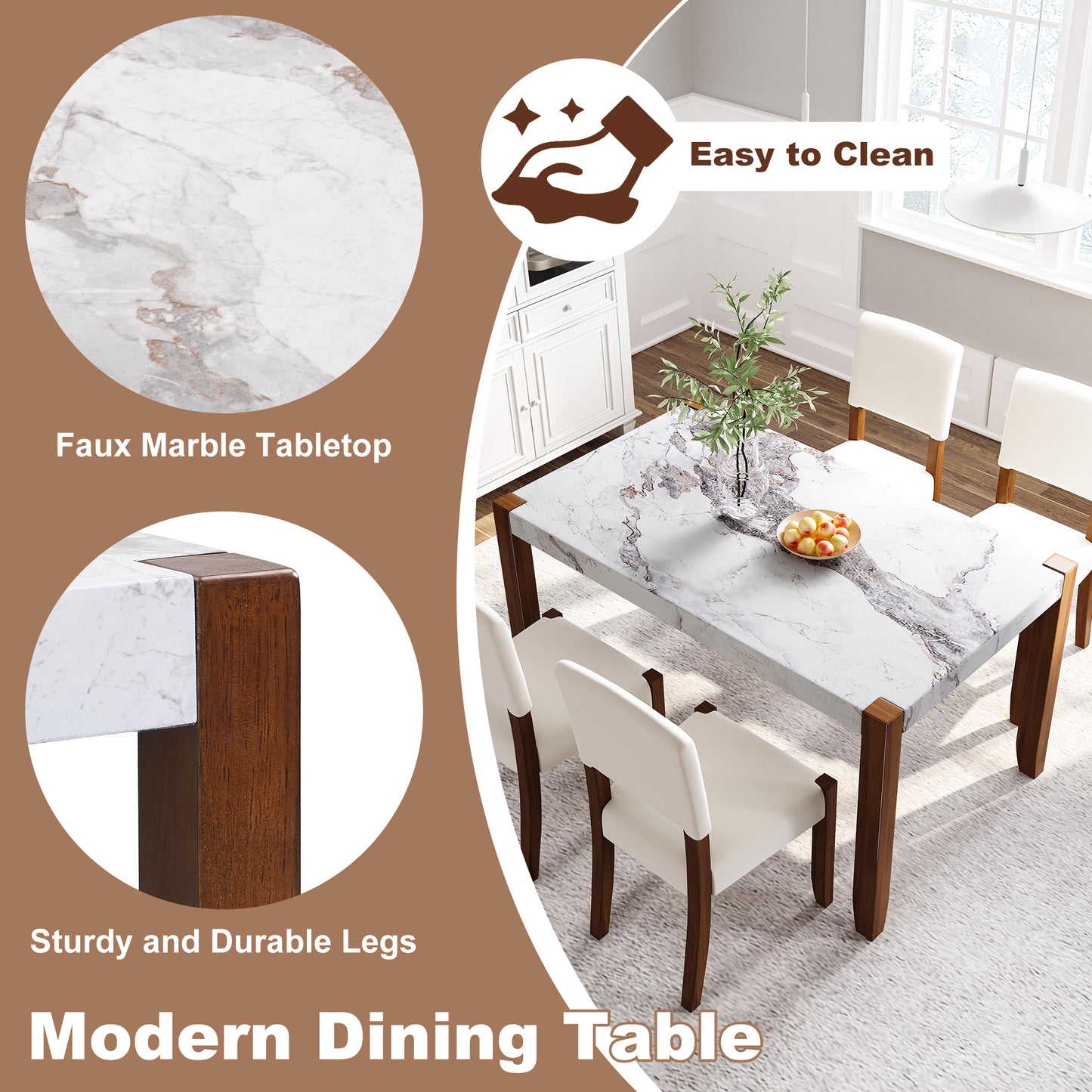 Cleo Modern Marble Dining Set