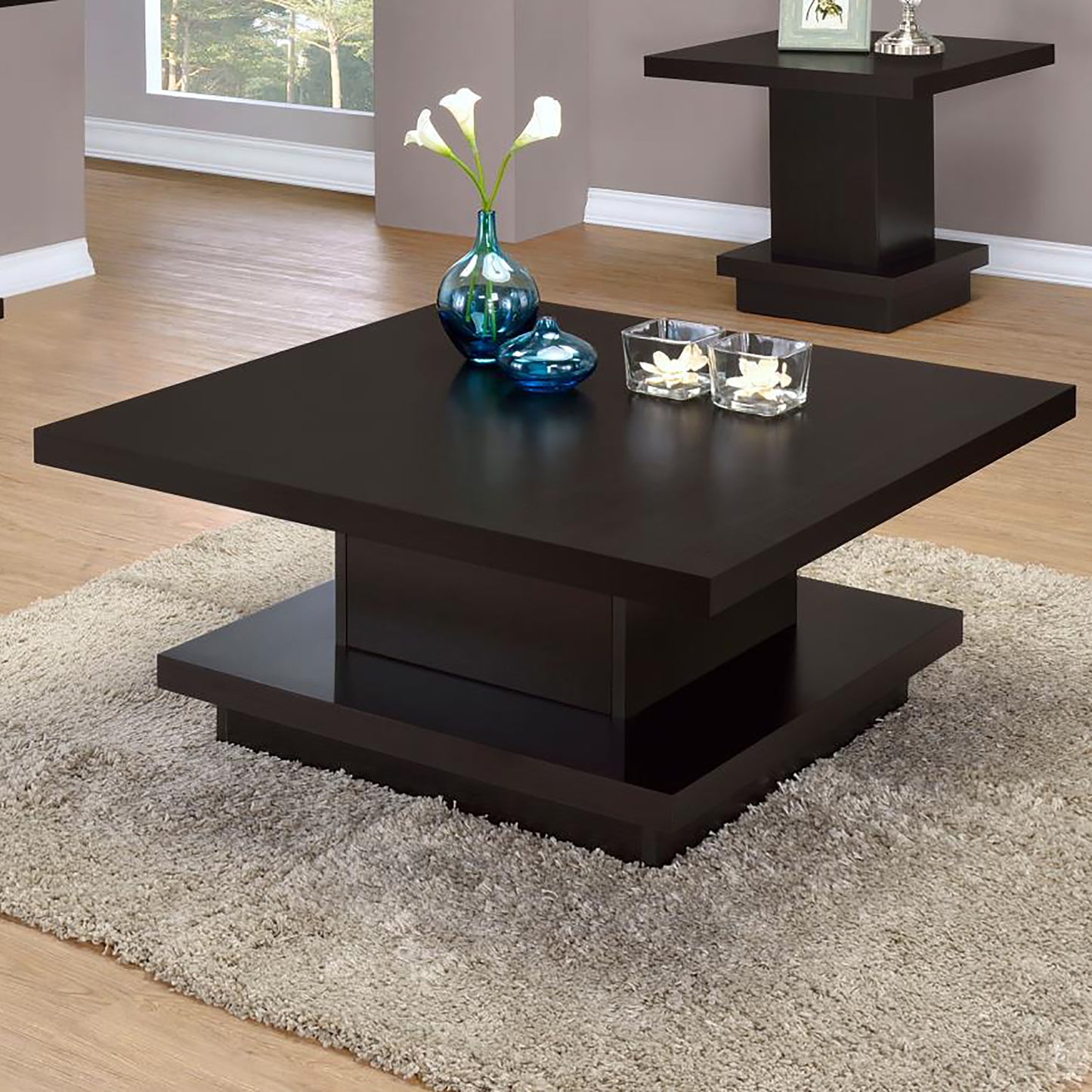 Centerville Modern Cappuccino Velvet Square Table