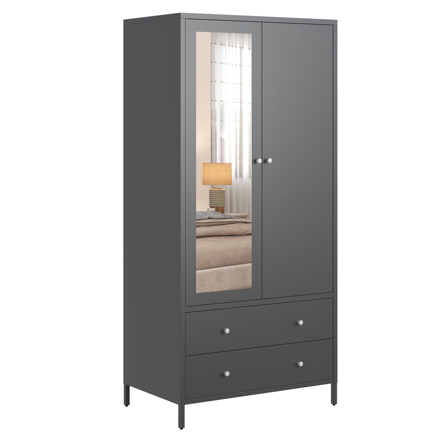 Kingsly Modern Metal Armoire Wardrobe