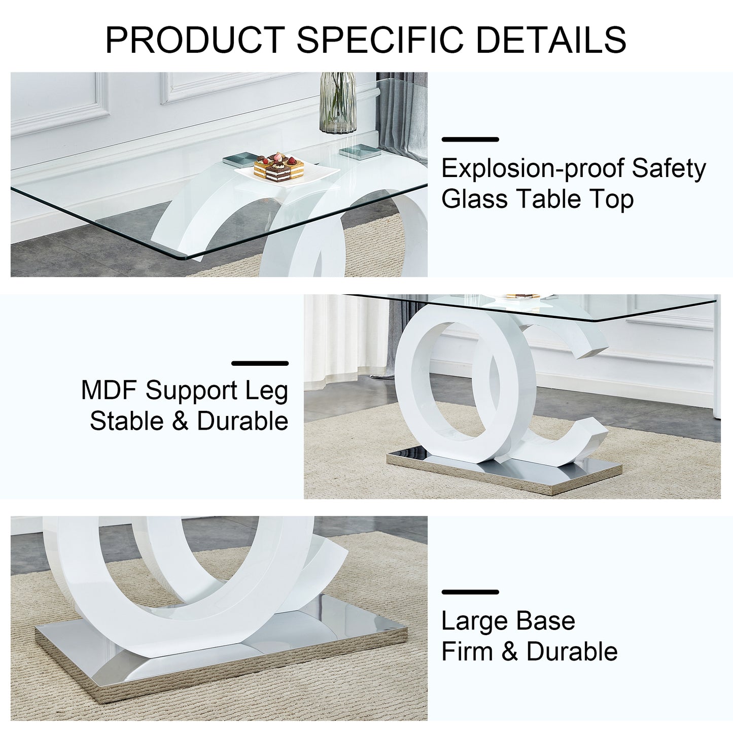 Marites Modern Minimalist Glass Dining Table