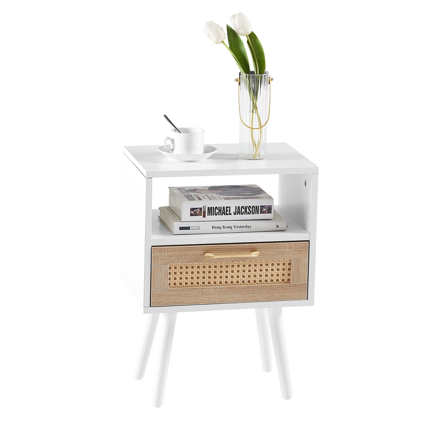 Lazzareschi Modern Rattan Wood End Table