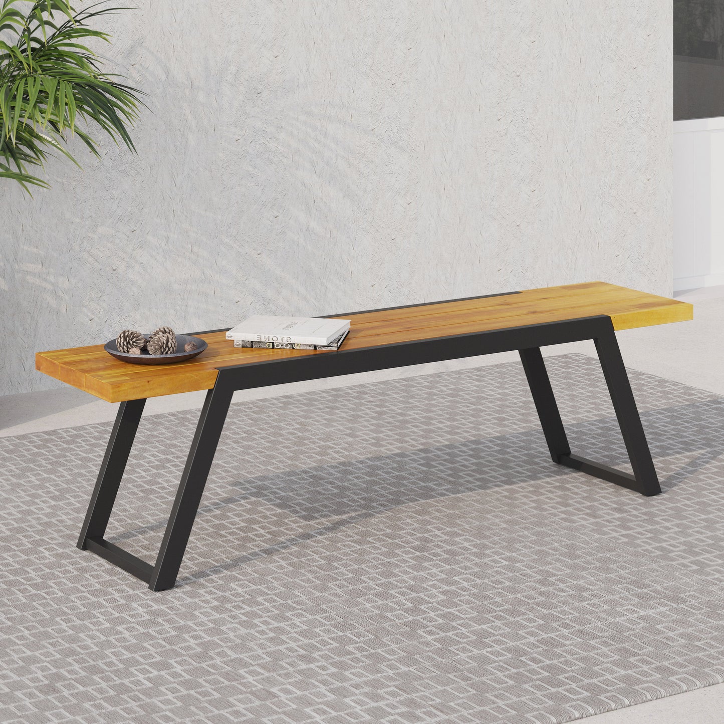 Centerville Modern Wood Metal Bench