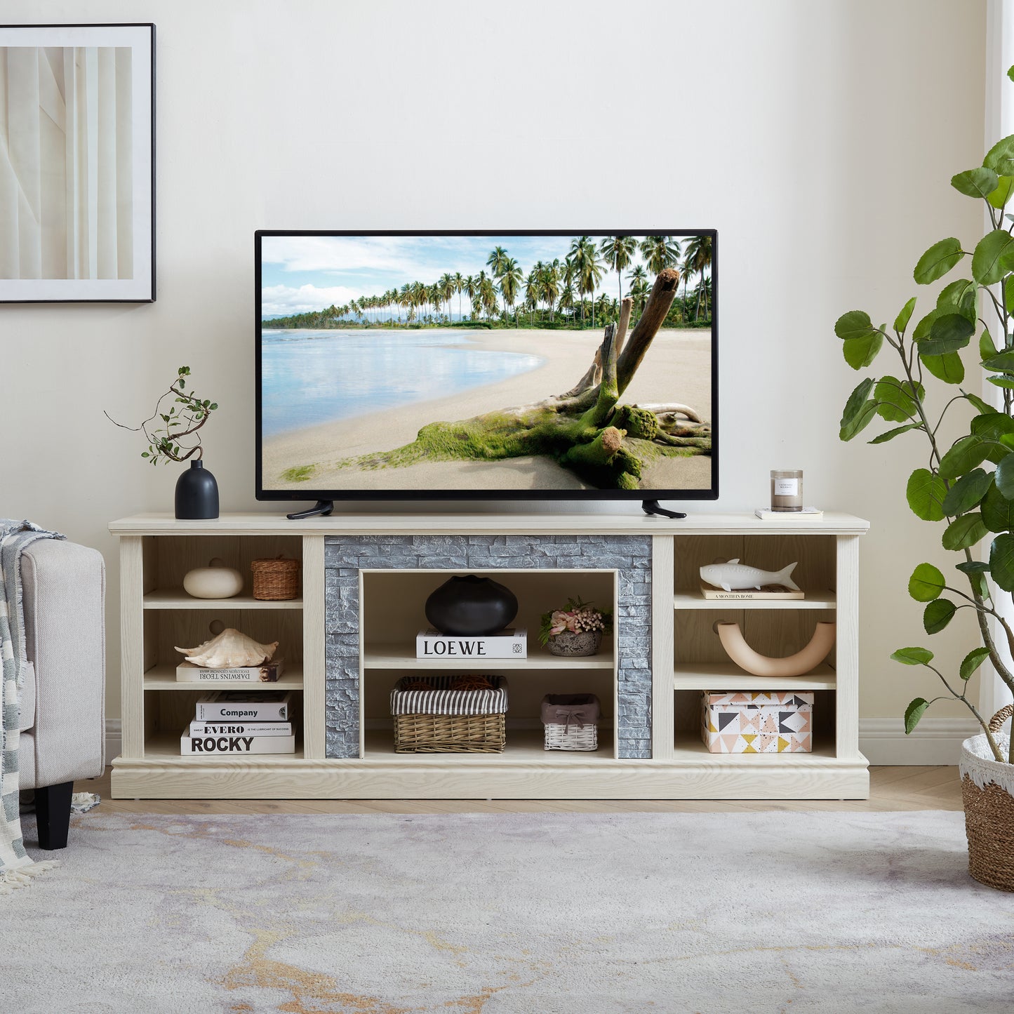 Fremont Modern Large TV Desk Storage Rack