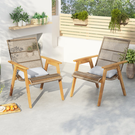 Elmcrest Contemporary Acacia Wicker Lounge Chair