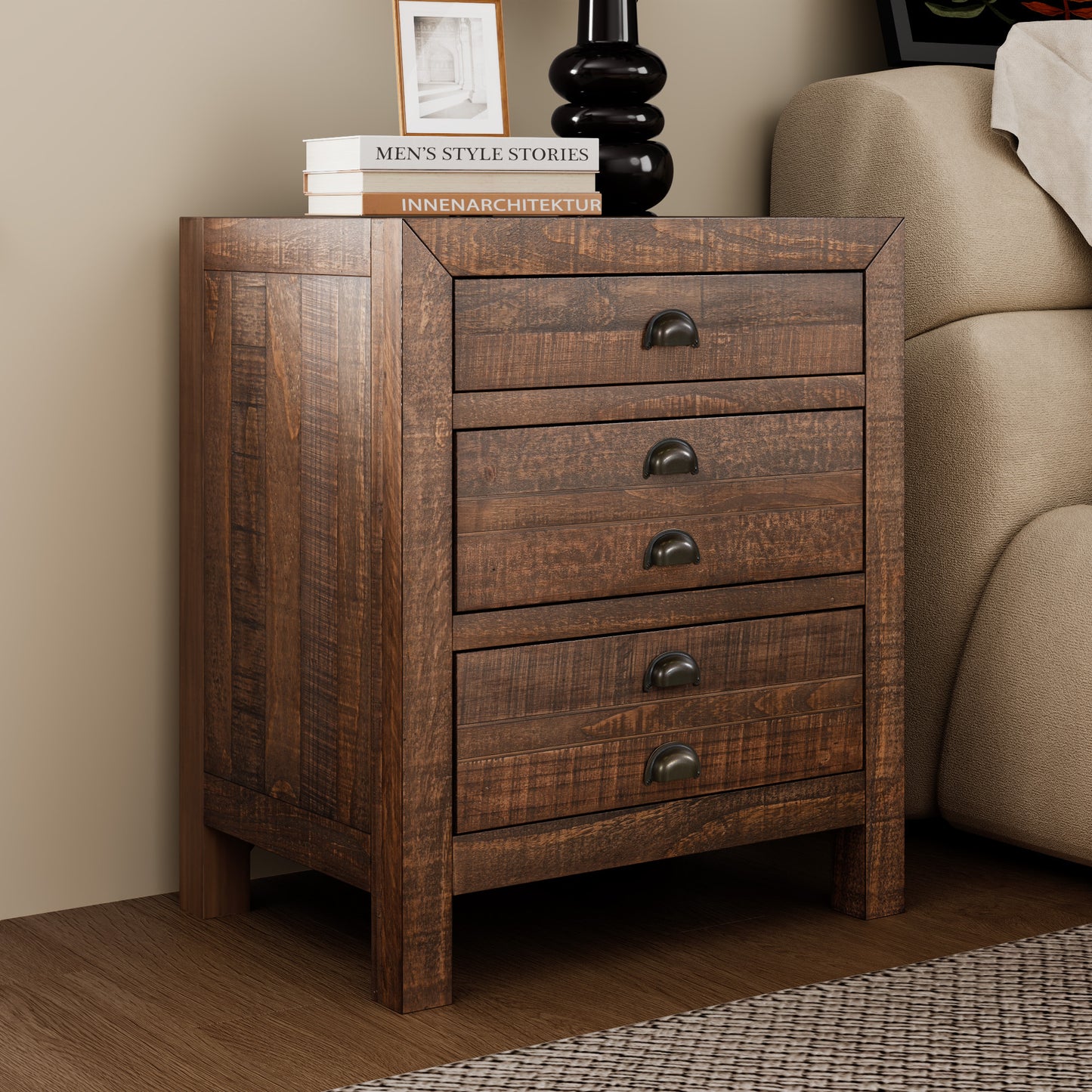 Ghivi Craftsman Rustic Nightstand
