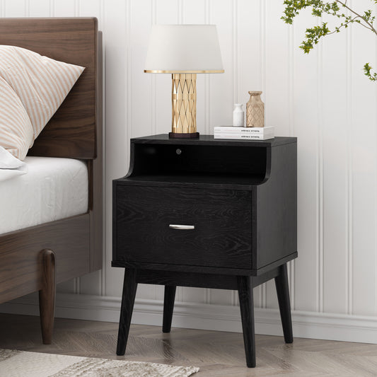 Irvington Contemporary Velvet Drawer Nightstand